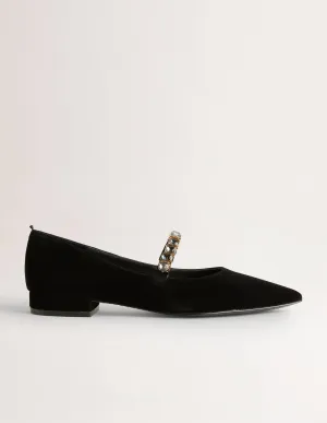Crystal Strap Mary Jane Shoes-Black