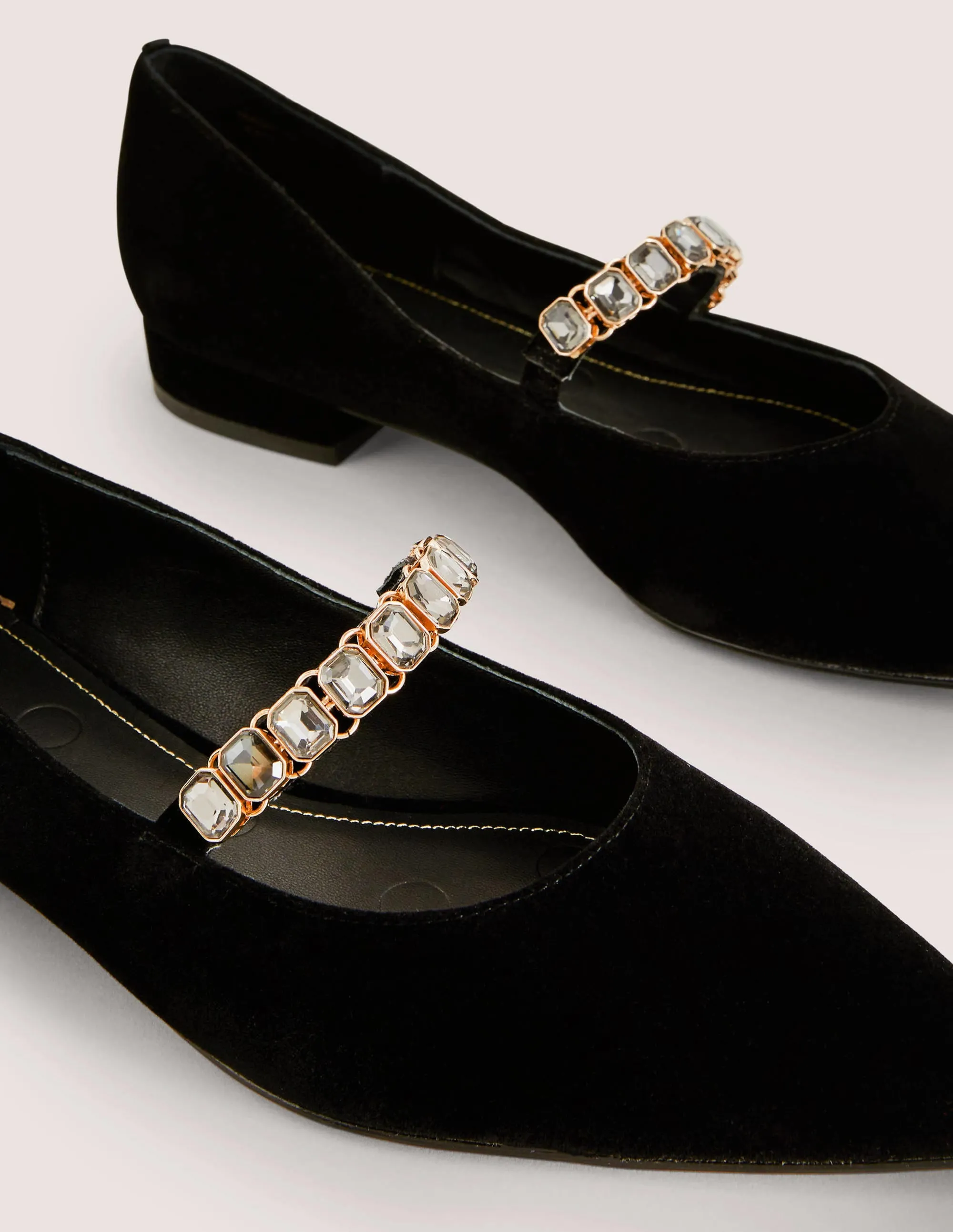 Crystal Strap Mary Jane Shoes-Black