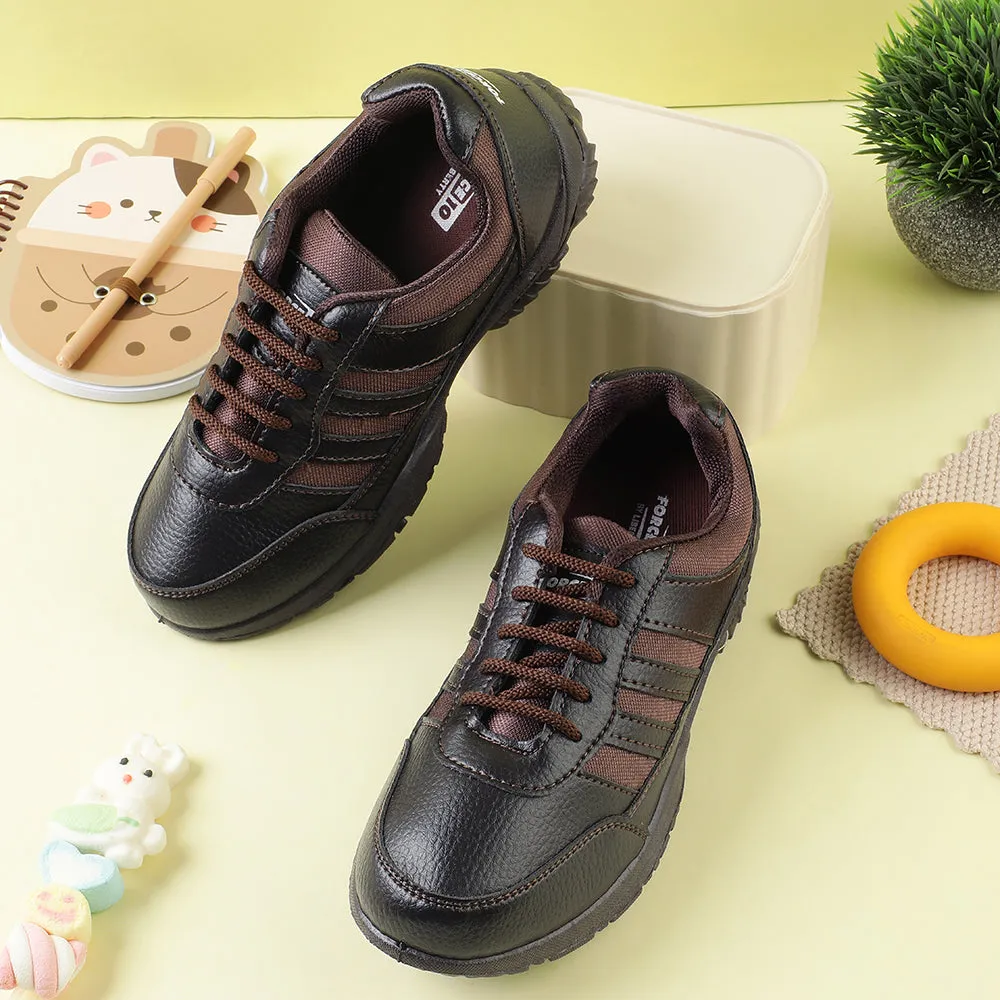 Force 10 Brown Lacing Uniform School Shoes For Kids 8151-18 By Liberty