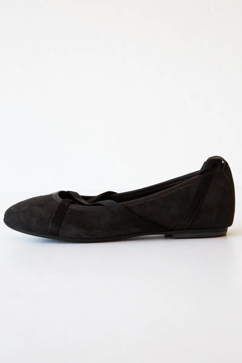 local grey/black suede glicene flat