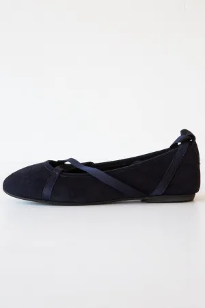 local navy suede glicene flat