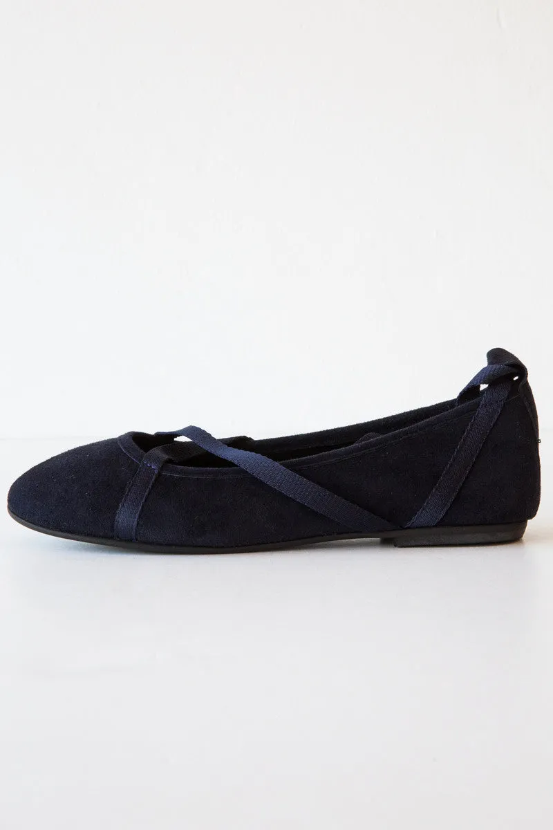 local navy suede glicene flat