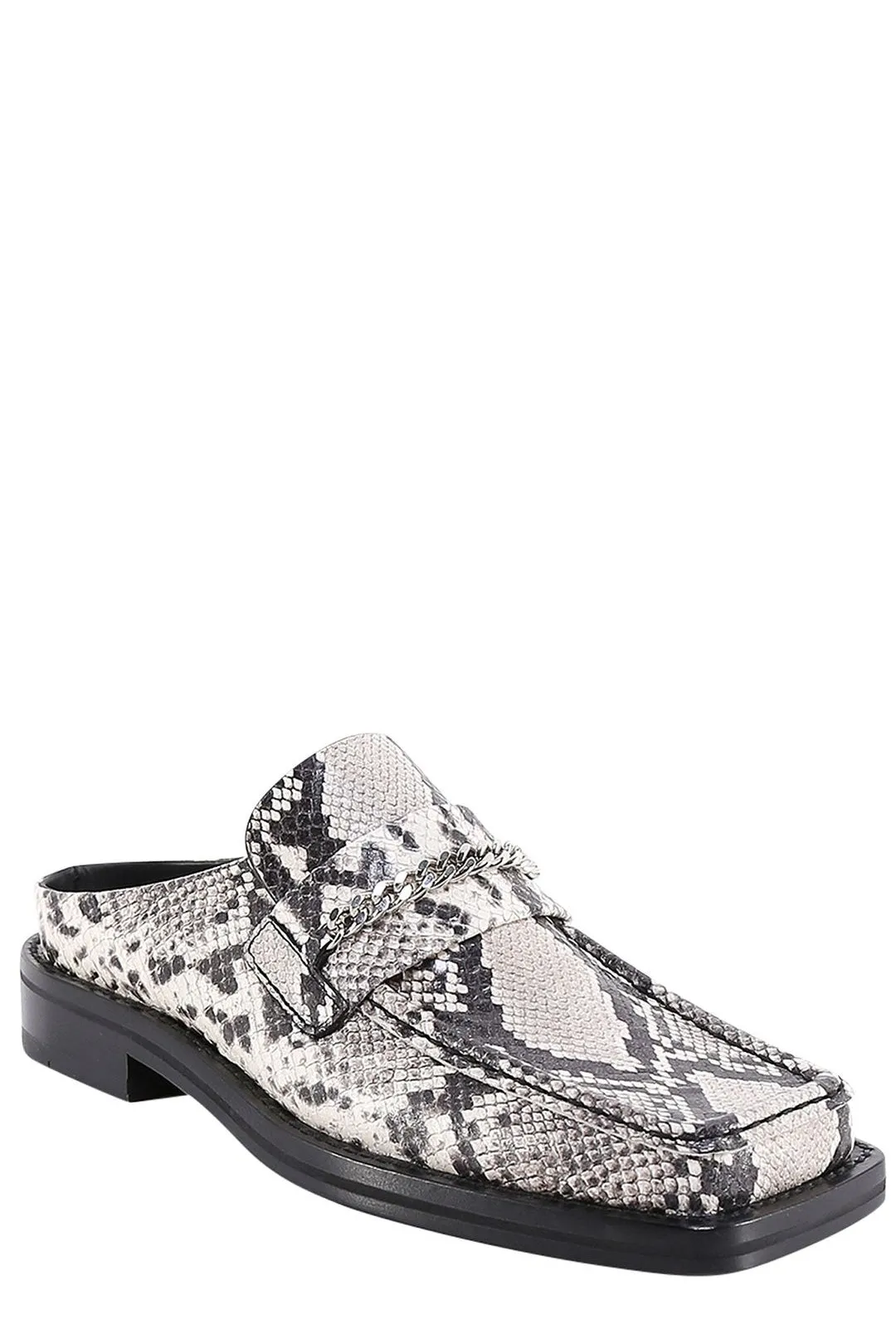 Martine Rose Squared-Toe Chain Detail Flat Mules