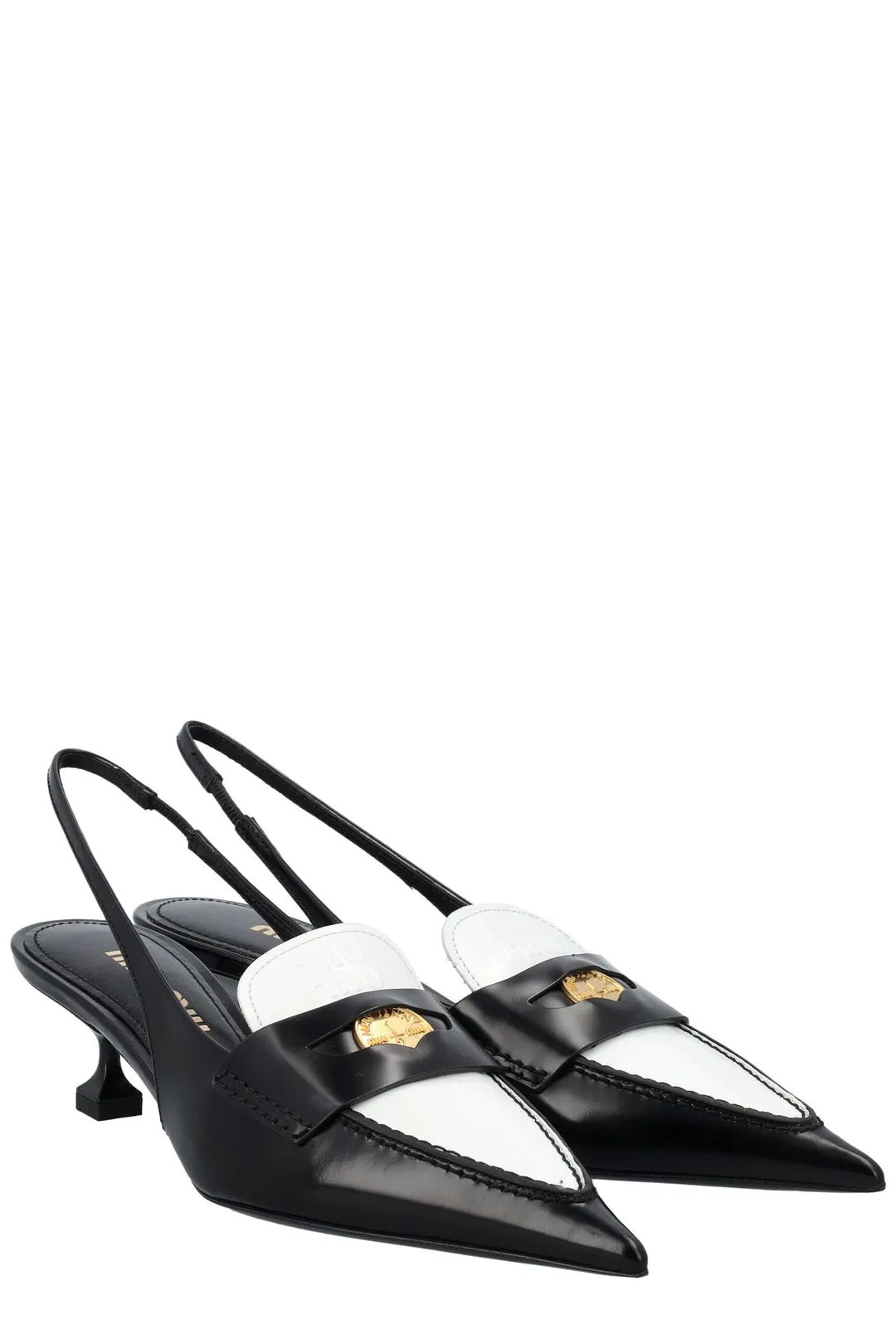 Miu Miu Logo Plaque Slingback Pumps