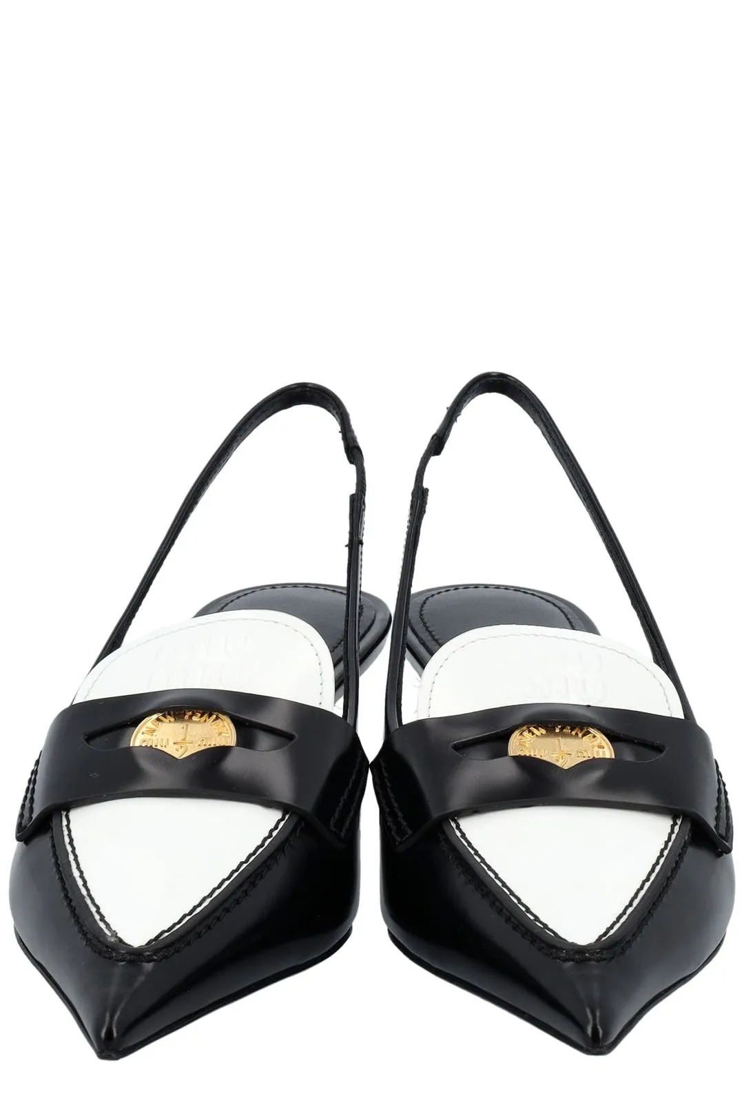 Miu Miu Logo Plaque Slingback Pumps
