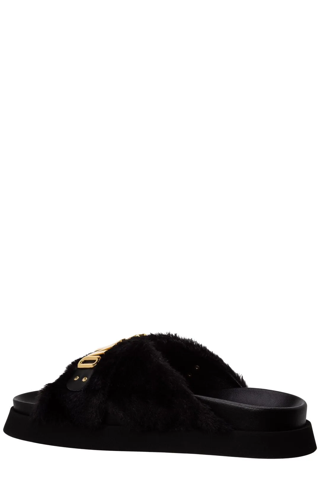 Moschino Logo-Lettering Plaque Slip-On Sandals