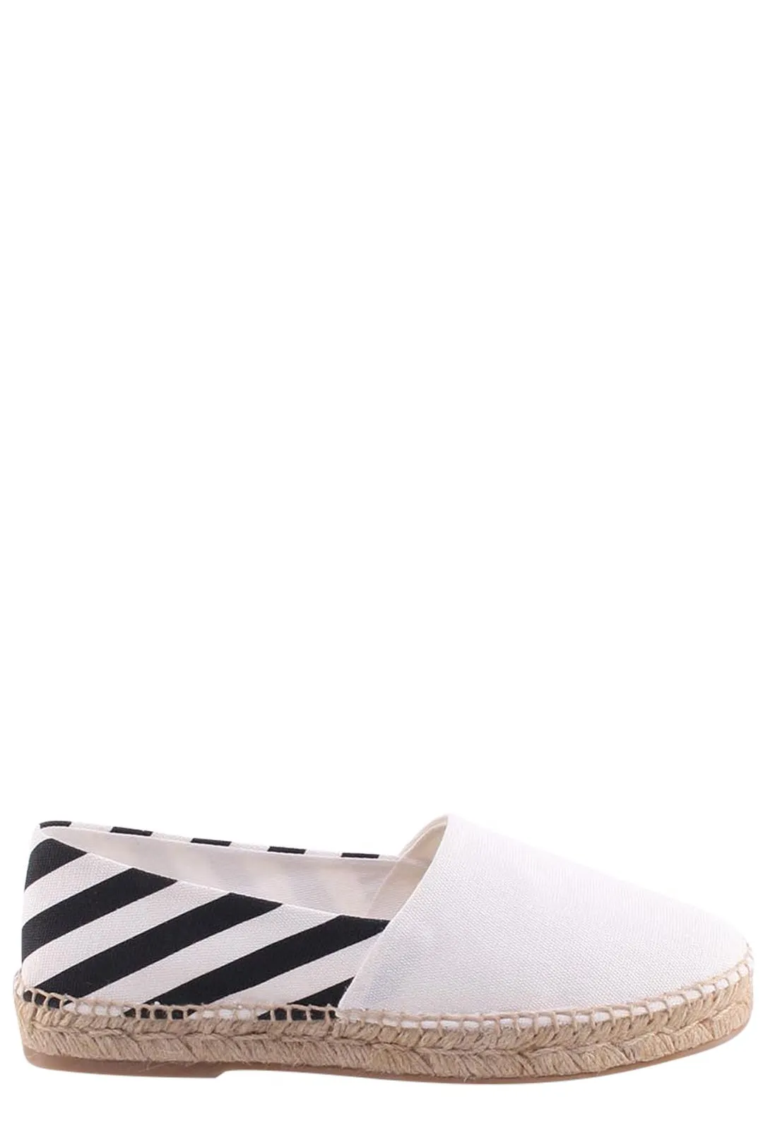 Off-White Striped Round Toe Espadrilles