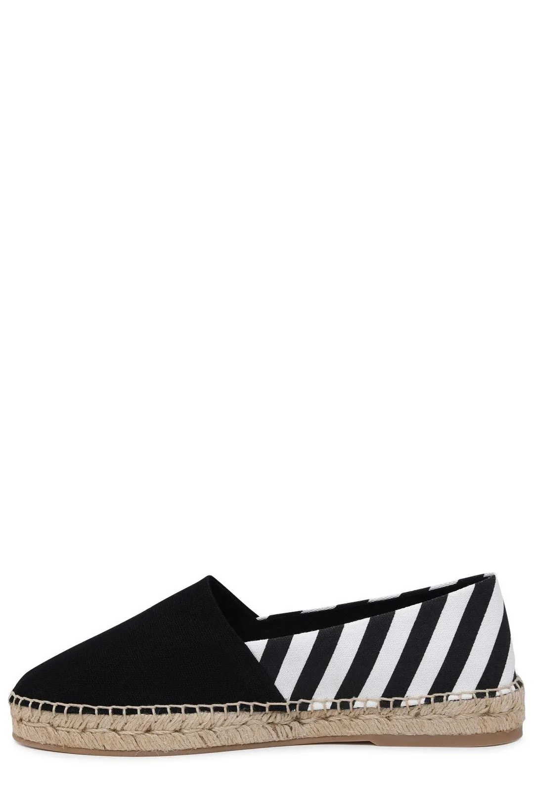Off-White Striped Round Toe Espadrilles