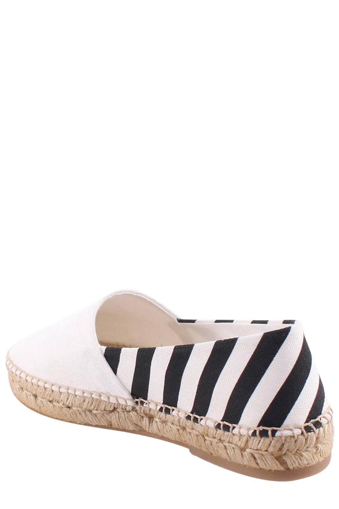 Off-White Striped Round Toe Espadrilles