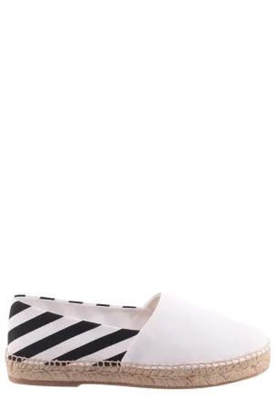 Off-White Striped Round Toe Espadrilles