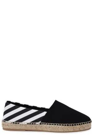 Off-White Striped Round Toe Espadrilles
