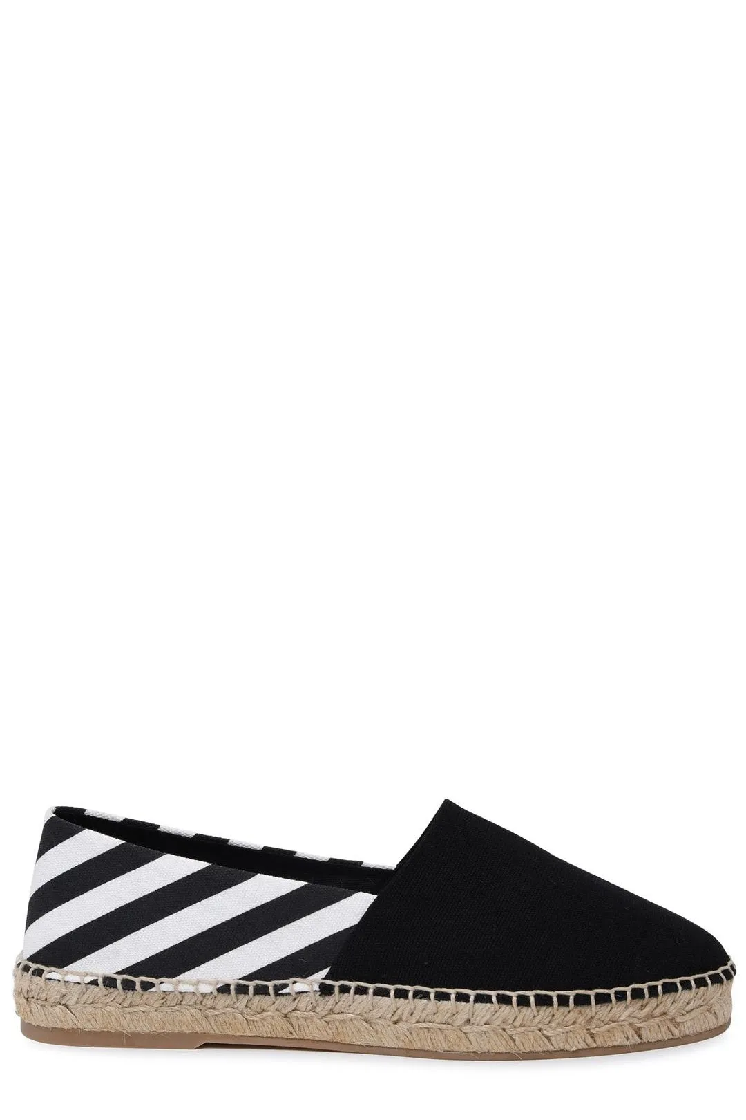 Off-White Striped Round Toe Espadrilles