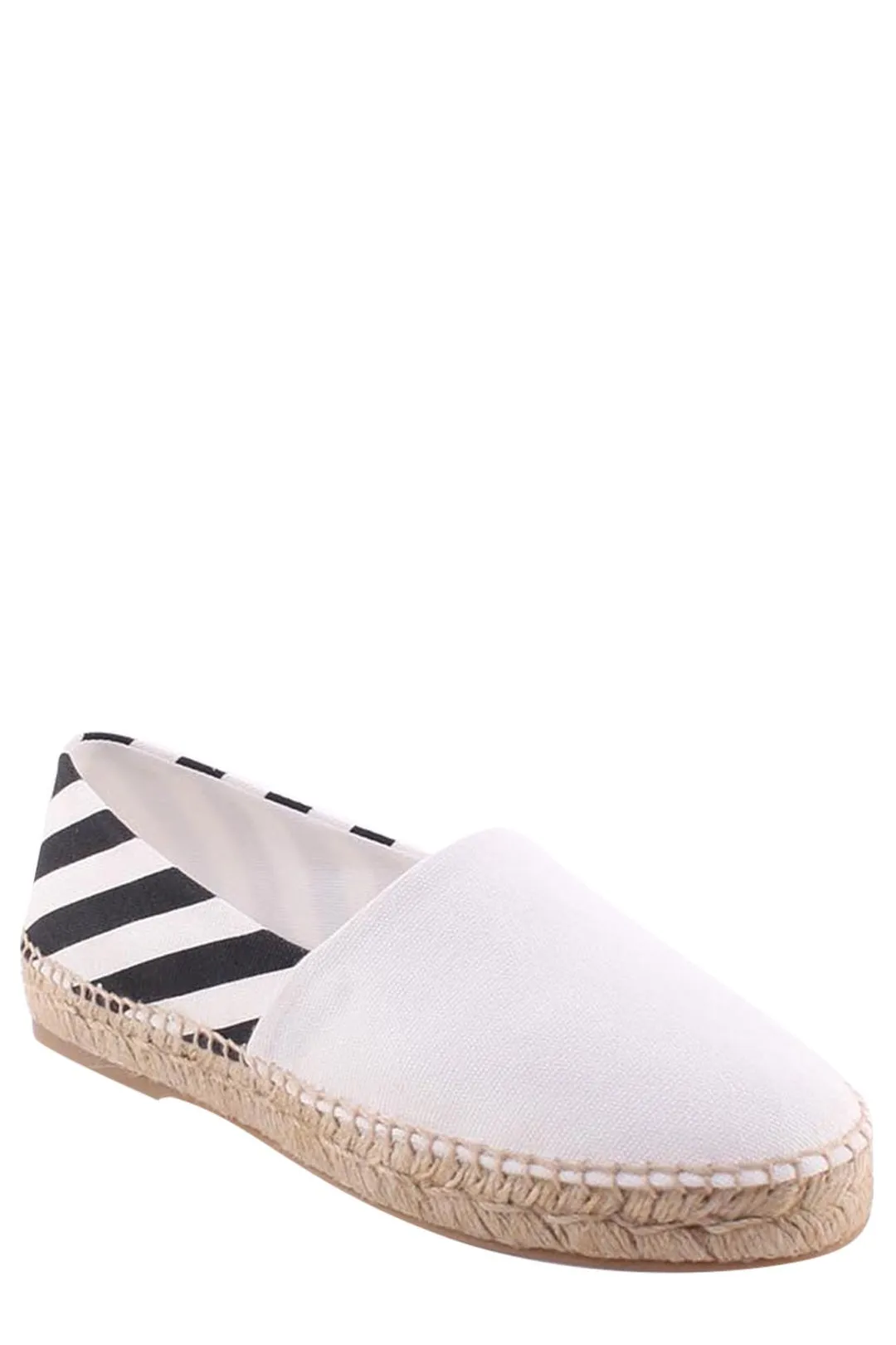 Off-White Striped Round Toe Espadrilles