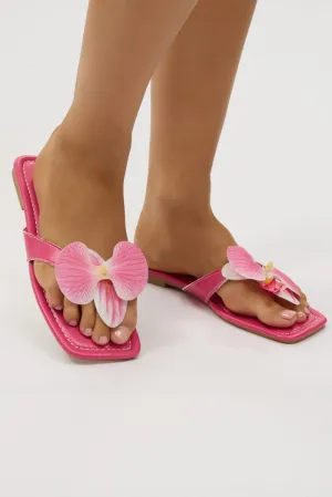Pink Orchid Decor Flat Sandalsï»¿