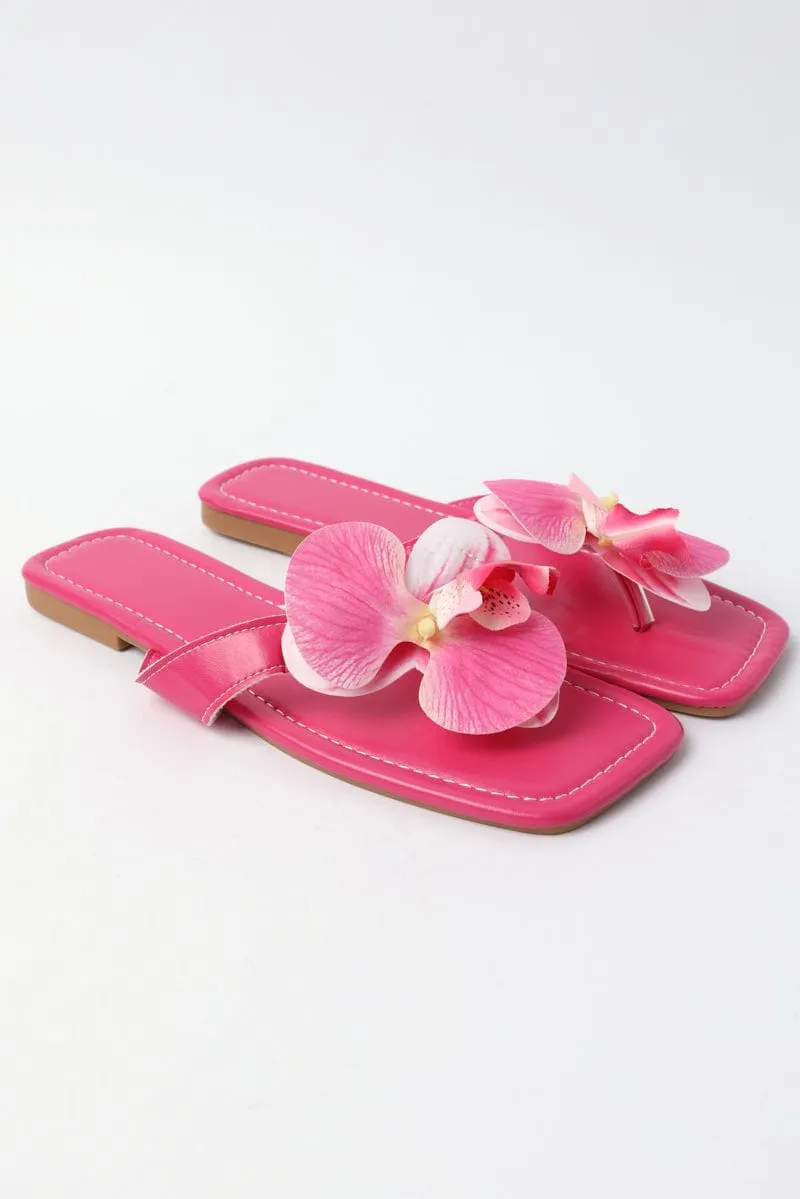 Pink Orchid Decor Flat Sandalsï»¿