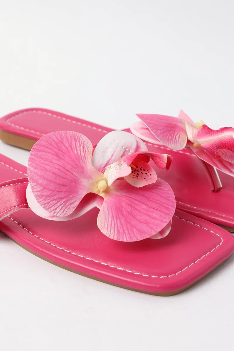 Pink Orchid Decor Flat Sandalsï»¿