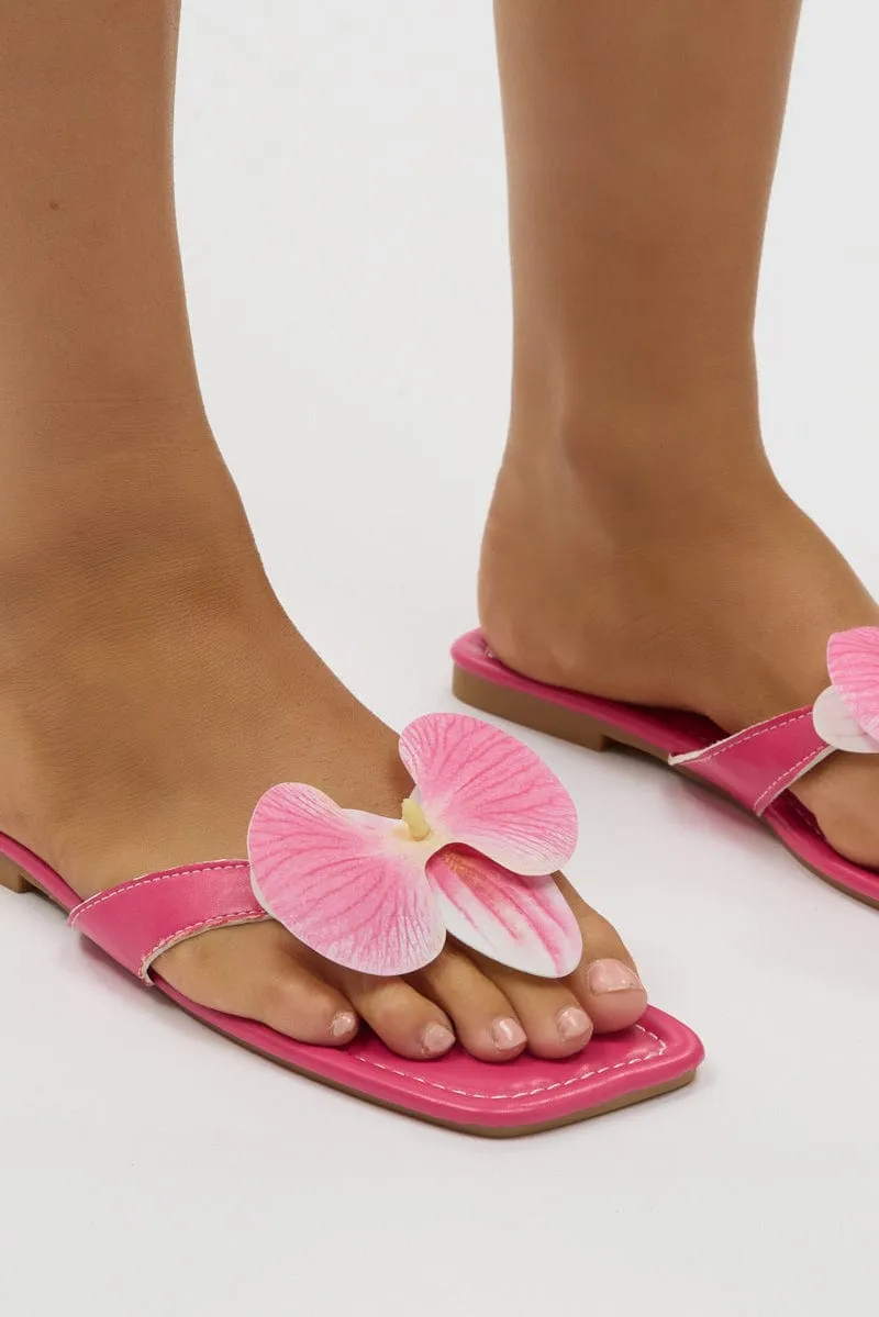 Pink Orchid Decor Flat Sandalsï»¿