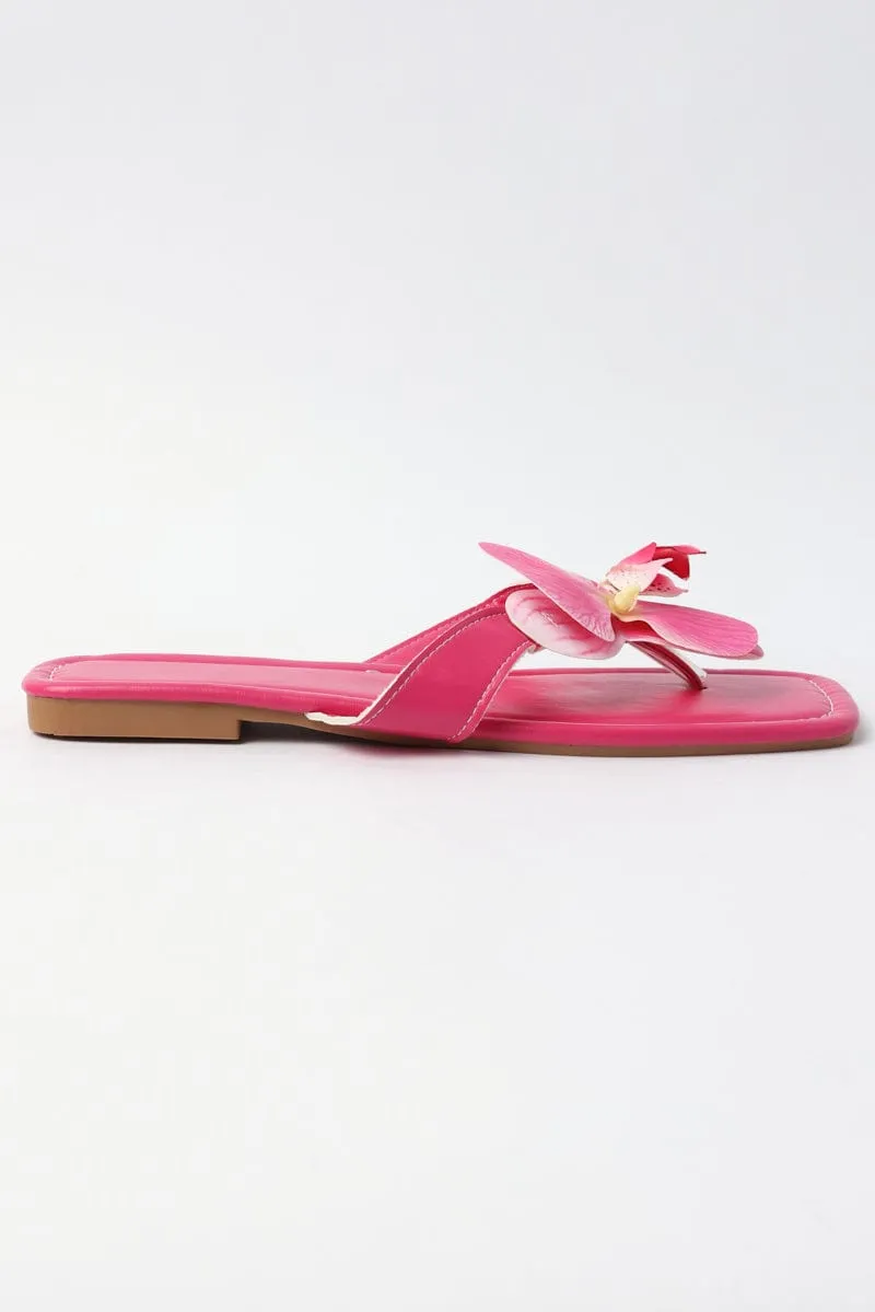Pink Orchid Decor Flat Sandalsï»¿