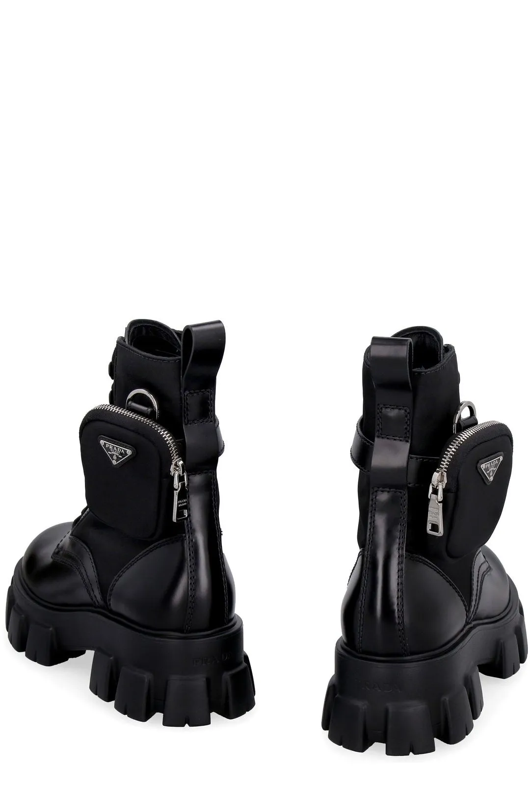 Prada Panelled Pouch-Attached Combat Boots