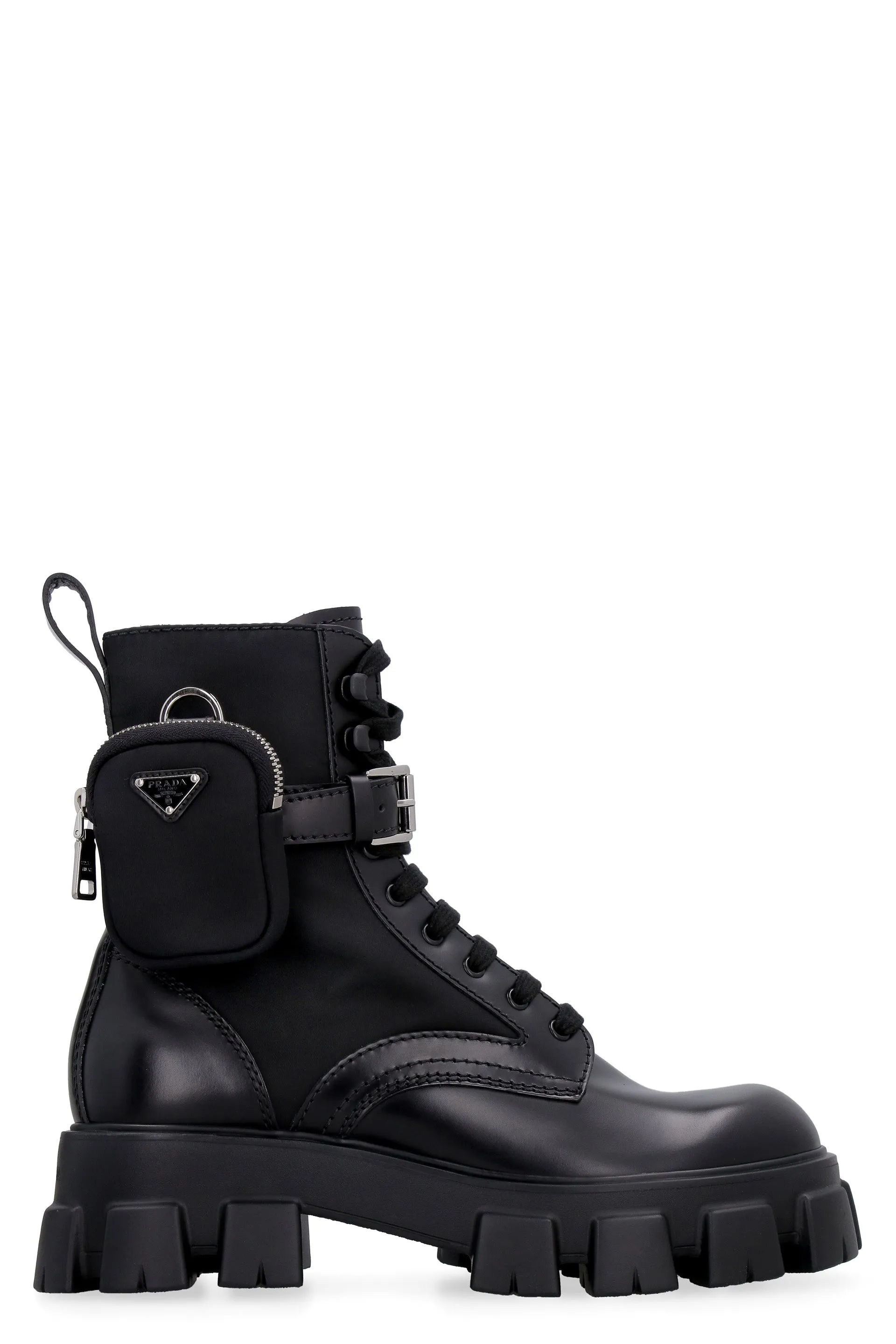 Prada Panelled Pouch-Attached Combat Boots