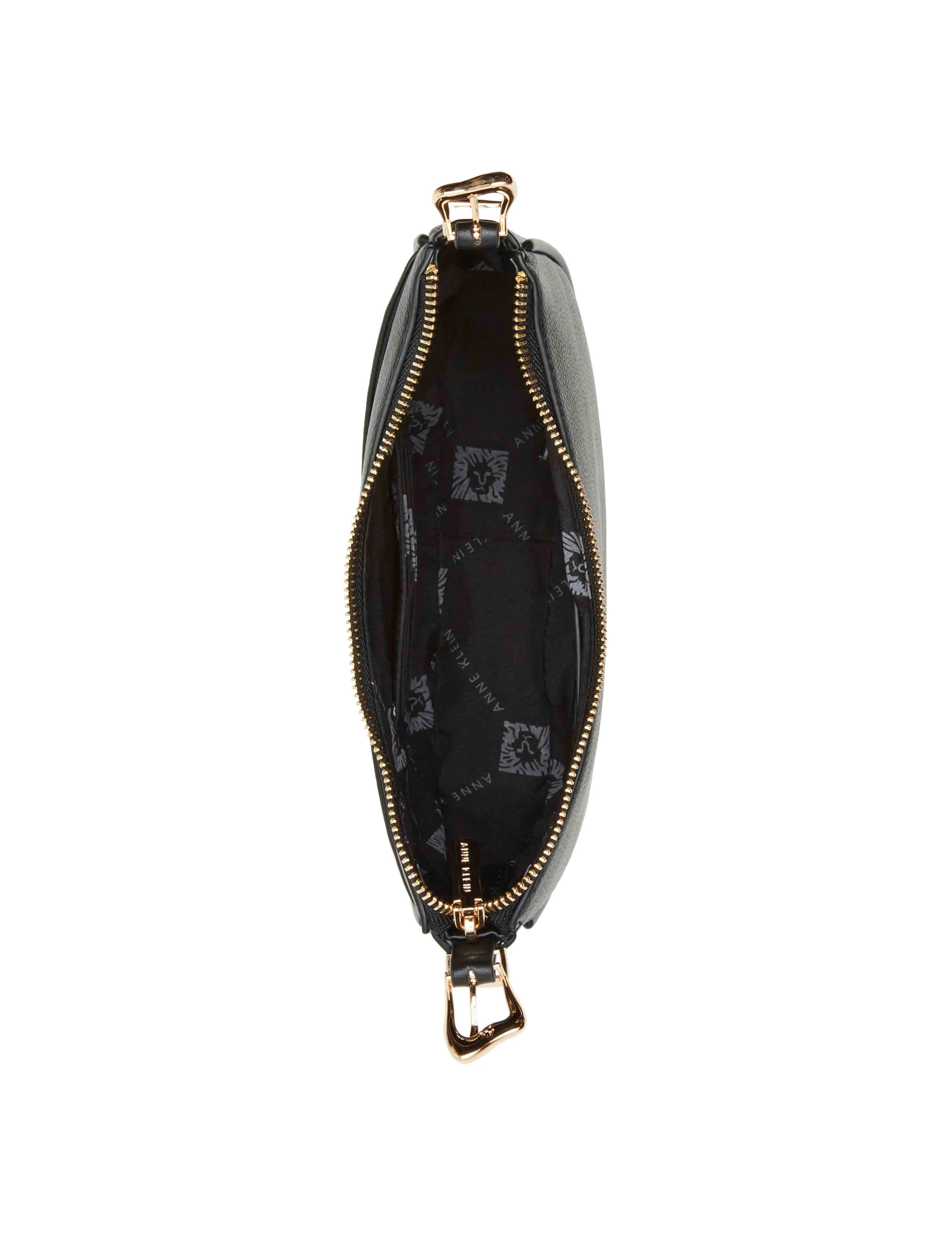 Sculpted buckle half moon crossbody