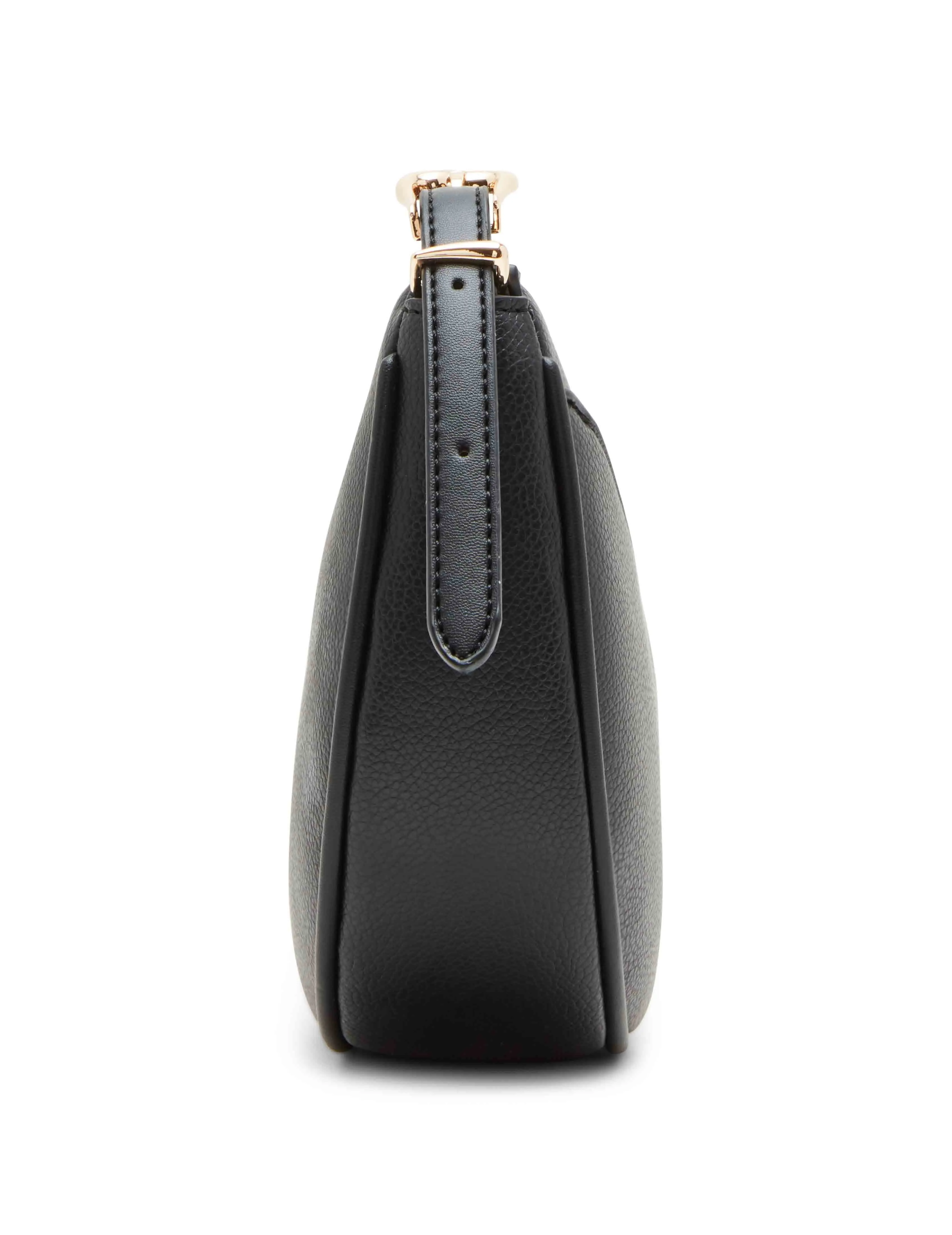 Sculpted buckle half moon crossbody