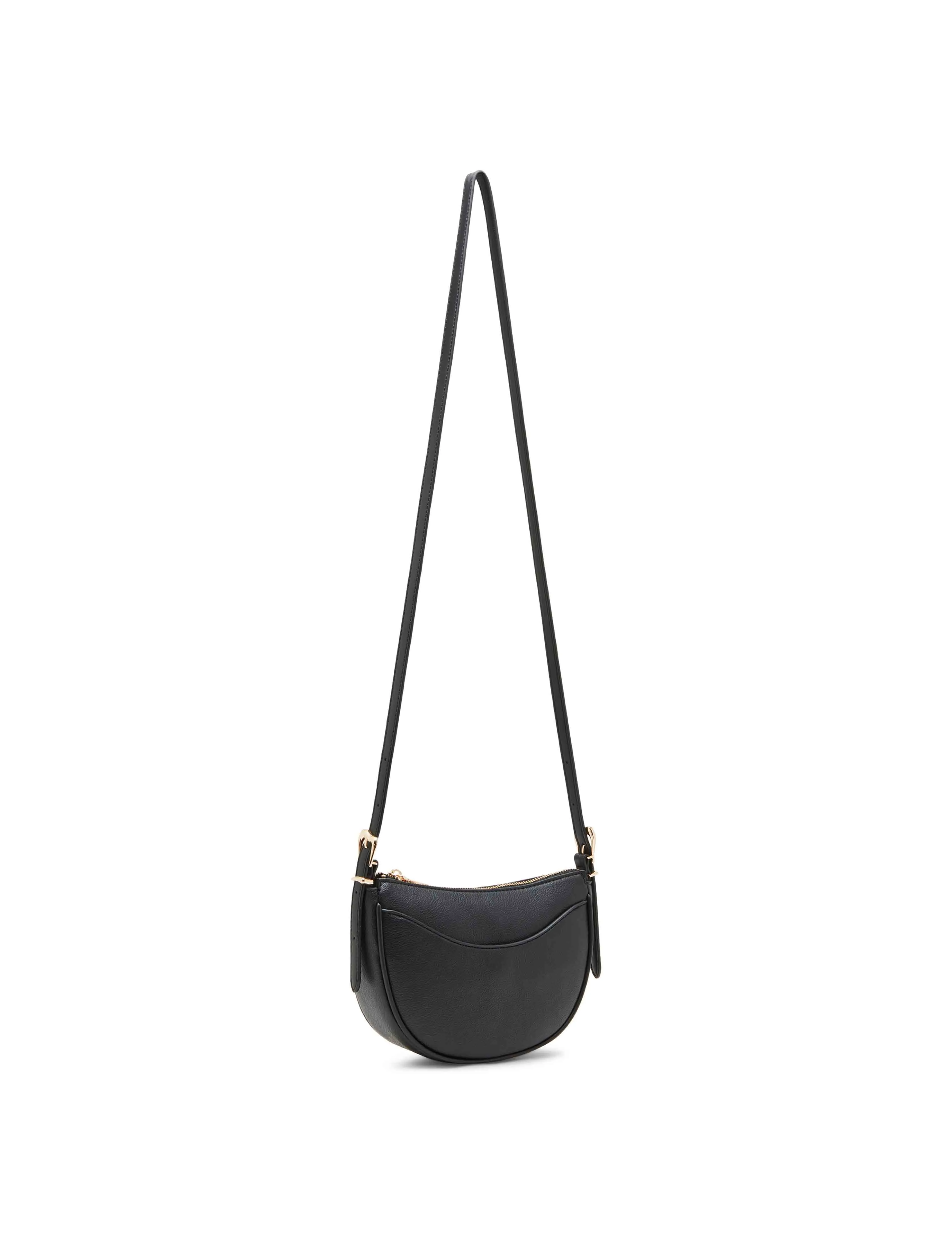 Sculpted buckle half moon crossbody