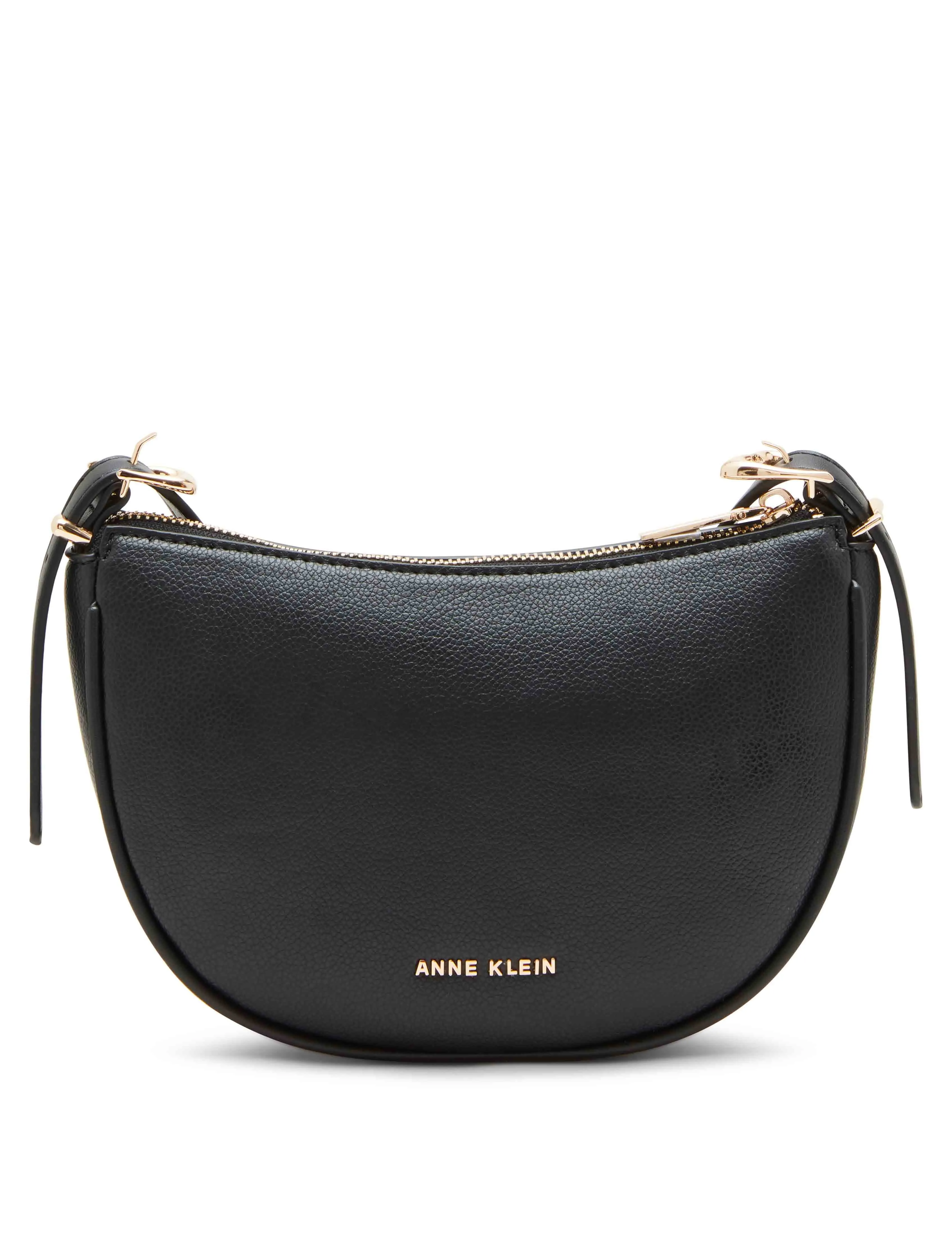 Sculpted buckle half moon crossbody