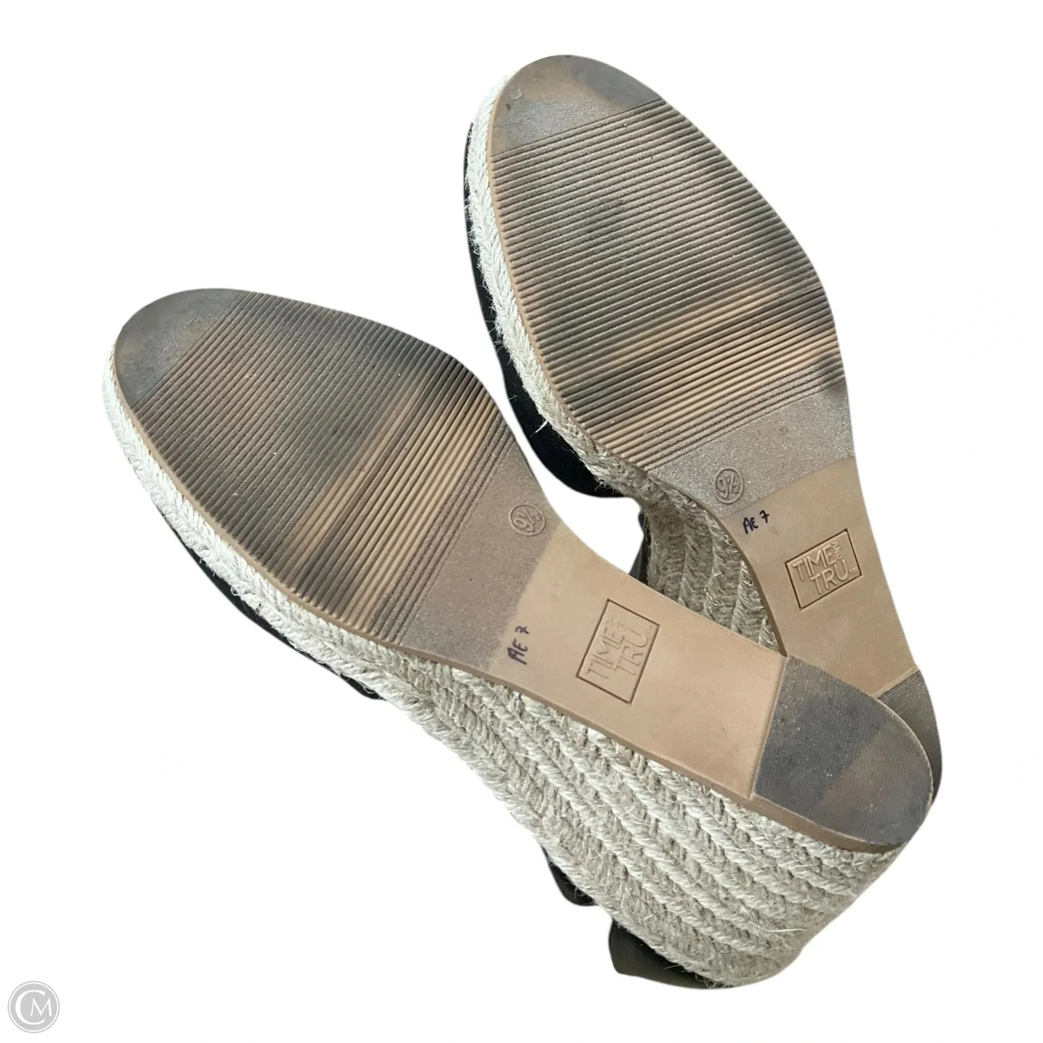 Shoes Heels Wedge By Time And Tru In Black, Size: 9.5