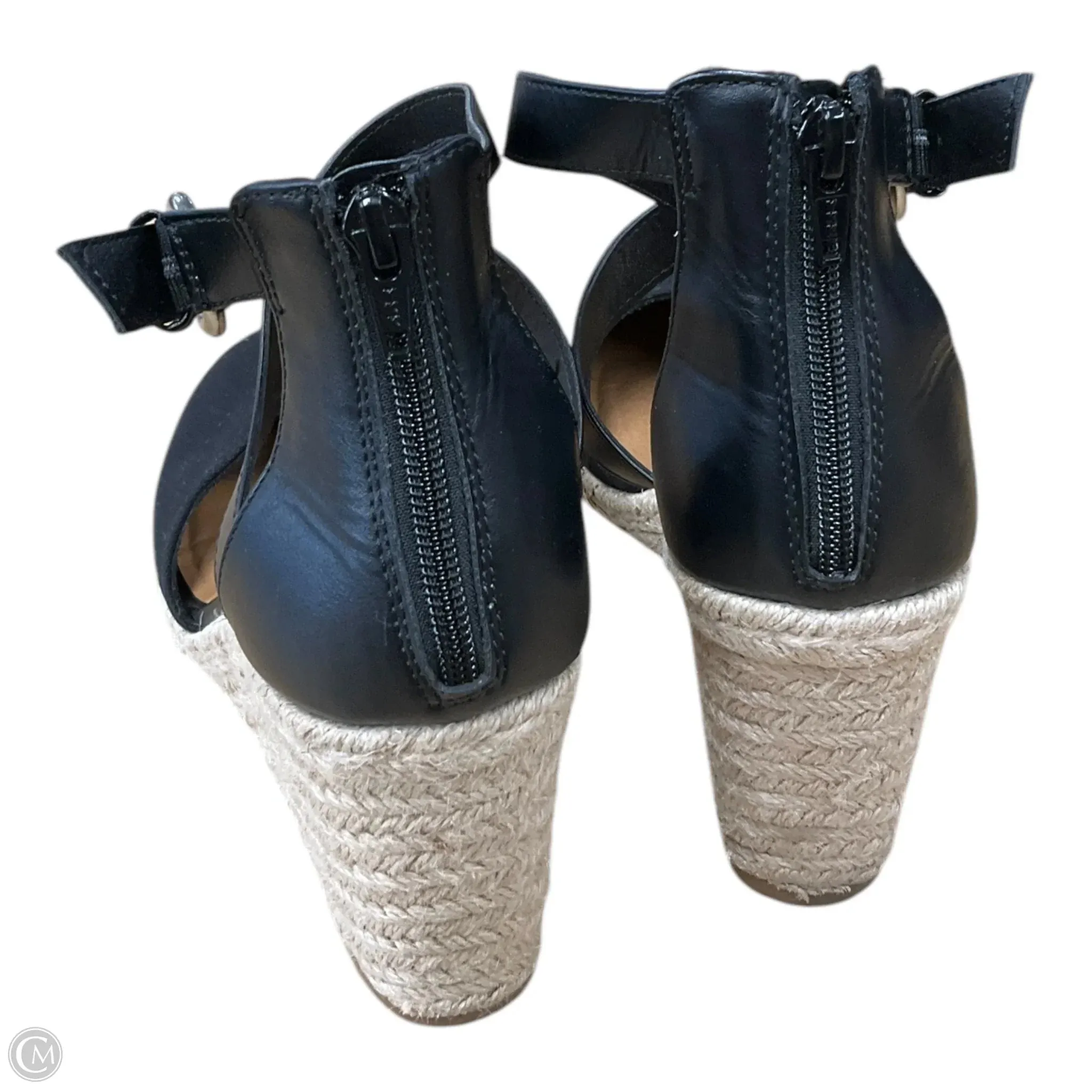 Shoes Heels Wedge By Time And Tru In Black, Size: 9.5