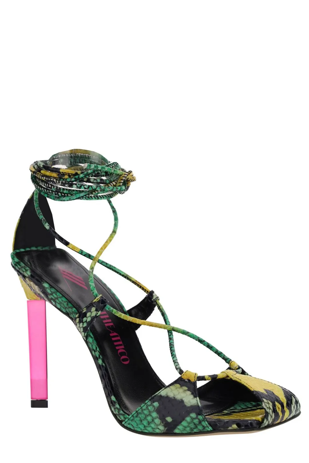 The Attico Adele Python Print Galvanic Heel Sandals