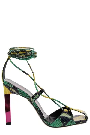 The Attico Adele Python Print Galvanic Heel Sandals