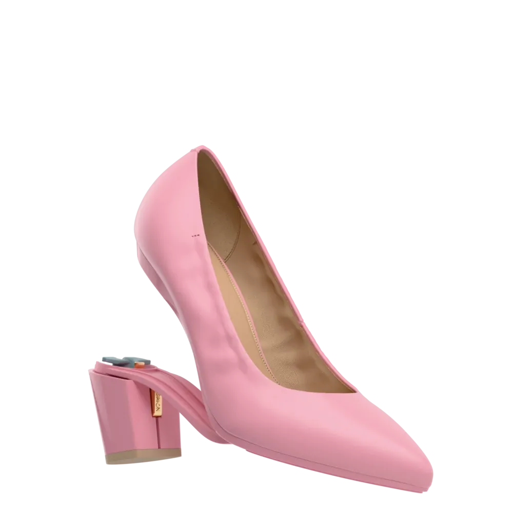 The Pump - Pink Leather 3 Block