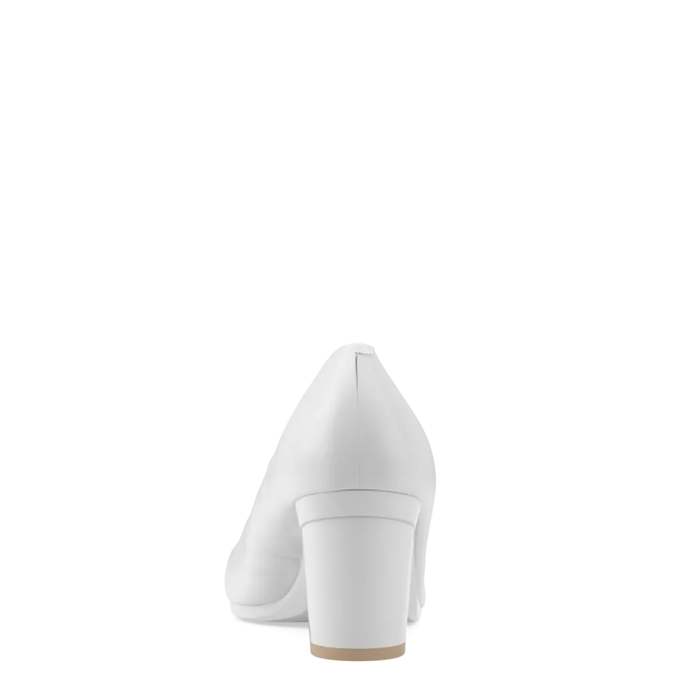The Pump - White Leather 3 Block
