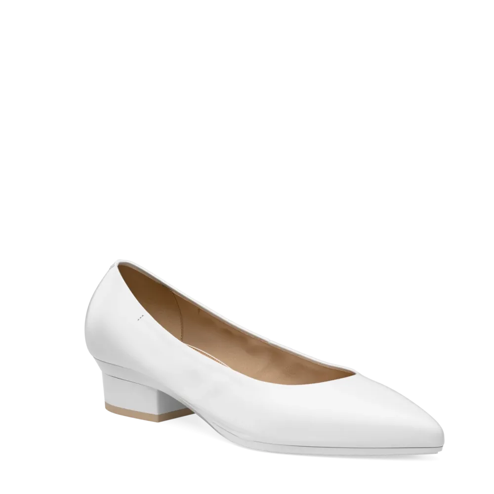 The Pump - White Leather 3 Block
