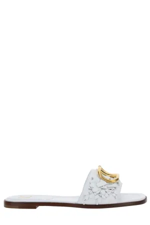 Valentino Logo Plaque Flat Sandals